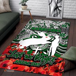 Rabbitohs Area Rug ANZAC Day Poppy Flowers With Aboriginal