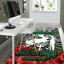 Rabbitohs Area Rug ANZAC Day Poppy Flowers With Aboriginal