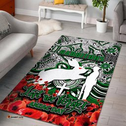 Rabbitohs Area Rug ANZAC Day Poppy Flowers With Aboriginal