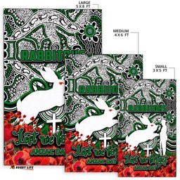 Rabbitohs Area Rug ANZAC Day Poppy Flowers With Aboriginal
