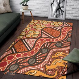 Australia Aboriginal Inspired Area Rug -  Aboiginal Inspired Dot Painting Style