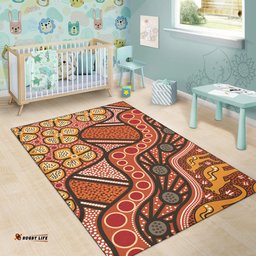 Australia Aboriginal Inspired Area Rug -  Aboiginal Inspired Dot Painting Style