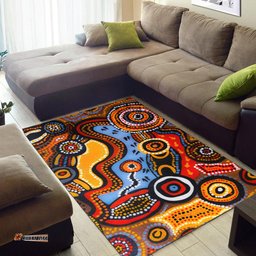 Australia Aboriginal Inspired Area Rug - Indigenous Art Aboriginal Inspired Dot Painting Style 6
