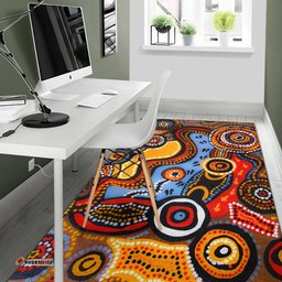 Australia Aboriginal Inspired Area Rug - Indigenous Art Aboriginal Inspired Dot Painting Style 6
