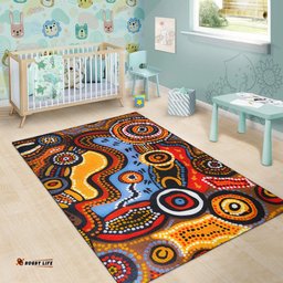 Australia Aboriginal Inspired Area Rug - Indigenous Art Aboriginal Inspired Dot Painting Style 6