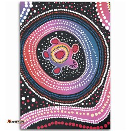 Australia Dot Painting Inspired Aboriginal Area Rug - Turtles With Dot In Aboriginal Area Rug