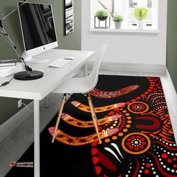 Australia Aboriginal Inspired Area Rug - Aboriginal Inspired Boomerangs With Dot Painting Pattern