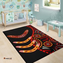 Australia Aboriginal Inspired Area Rug - Aboriginal Inspired Boomerangs With Dot Painting Pattern