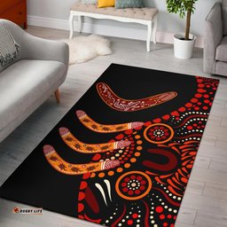 Australia Aboriginal Inspired Area Rug - Aboriginal Inspired Boomerangs With Dot Painting Pattern