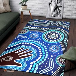 Australia Aboriginal Inspired Area Rug - Aboriginal Inspired dot art handprint background