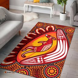 Australia Aboriginal Inspired Area Rug - Aboriginal Inspired artwork with boomerang and kangaroo
