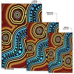 Australia Aboriginal Inspired Area Rug - Aboriginal Inspired dot art river connection concept