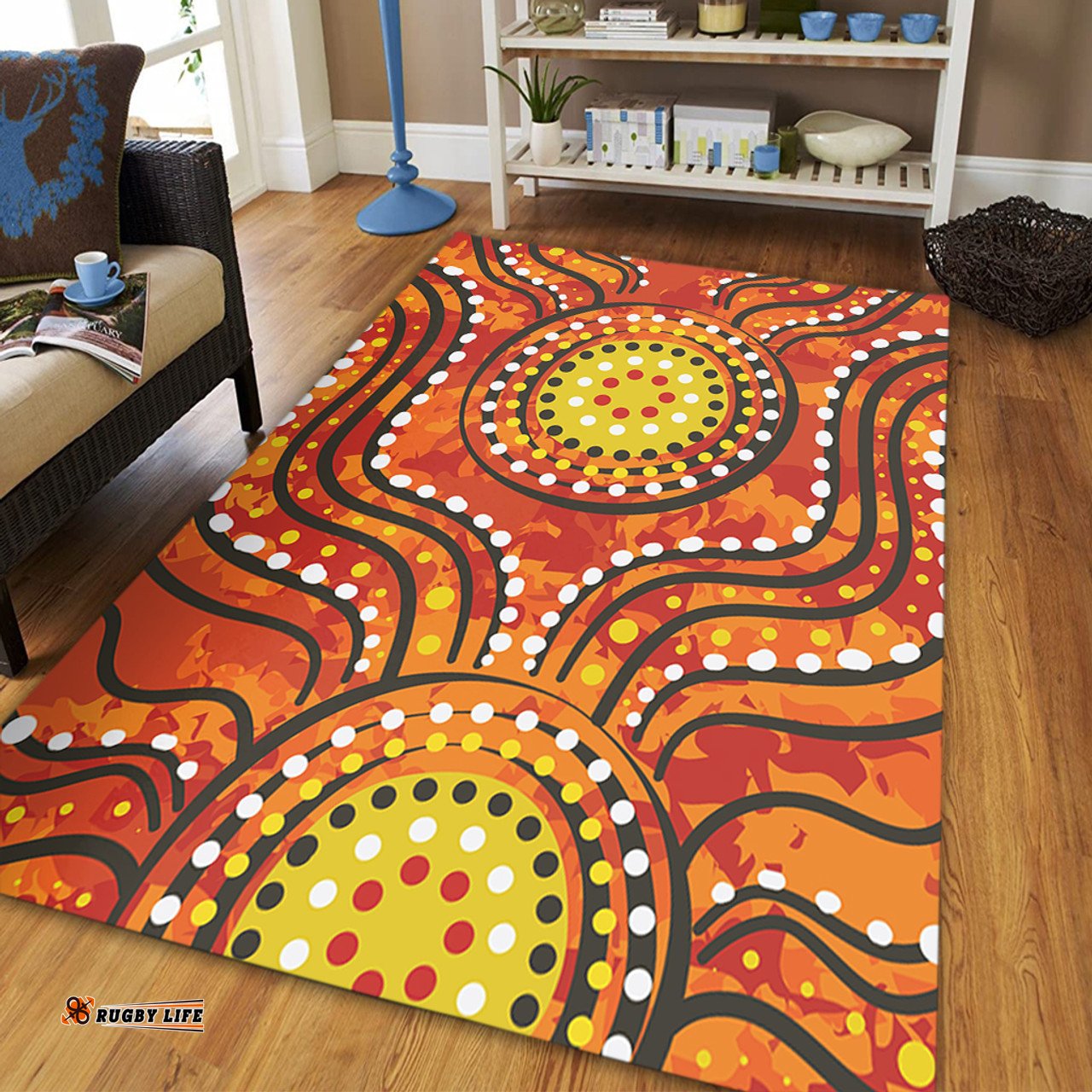 Australia Aboriginal Area Rug - Dot Art In Aboriginal Style Area Rug