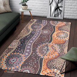 Australia Aboriginal Inspired Area Rug - Aboriginal Dot Orange And Purple Dreams