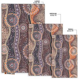 Australia Aboriginal Inspired Area Rug - Aboriginal Dot Orange And Purple Dreams