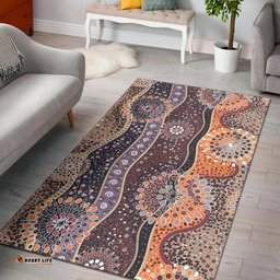 Australia Aboriginal Inspired Area Rug - Aboriginal Dot Orange And Purple Dreams