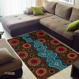 Australia Aboriginal Inspired Area Rug - Aboriginal Inspired dot art painting River concept