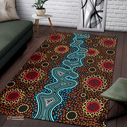 Australia Aboriginal Inspired Area Rug - Aboriginal Inspired dot art painting River concept
