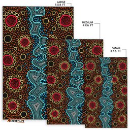 Australia Aboriginal Inspired Area Rug - Aboriginal Inspired dot art painting River concept