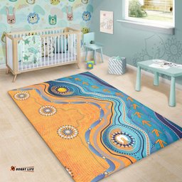 Australia Aboriginal Area Rug - Indigenous Beach Dot Painting Art Area Rug