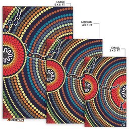 Australia Aboriginal Inspired Area Rug -  Connection Dot Art Painting Rug