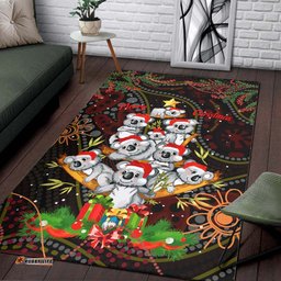 Aboriginal Christmas Area Rug - Aussie Koala Christmas Tree with Aboriginal Inspired Rug