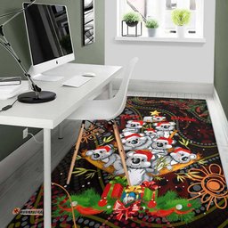 Aboriginal Christmas Area Rug - Aussie Koala Christmas Tree with Aboriginal Inspired Rug