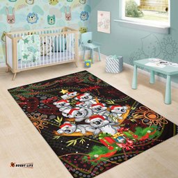 Aboriginal Christmas Area Rug - Aussie Koala Christmas Tree with Aboriginal Inspired Rug