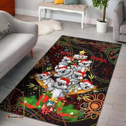 Aboriginal Christmas Area Rug - Aussie Koala Christmas Tree with Aboriginal Inspired Rug