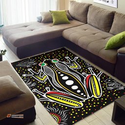 Australia Aboriginal Inspired Area Rug - Aboriginal Inspired style of frog art black