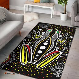 Australia Aboriginal Inspired Area Rug - Aboriginal Inspired style of frog art black