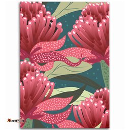 Australia Flowers Aboriginal Area Rug - Australian Waratah Flowers Painting In Aboriginal Style Area Rug
