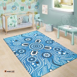 Australia Aboriginal Inspired Area Rug - Aboriginal Design Blue Vector