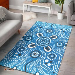 Australia Aboriginal Inspired Area Rug - Aboriginal Design Blue Vector