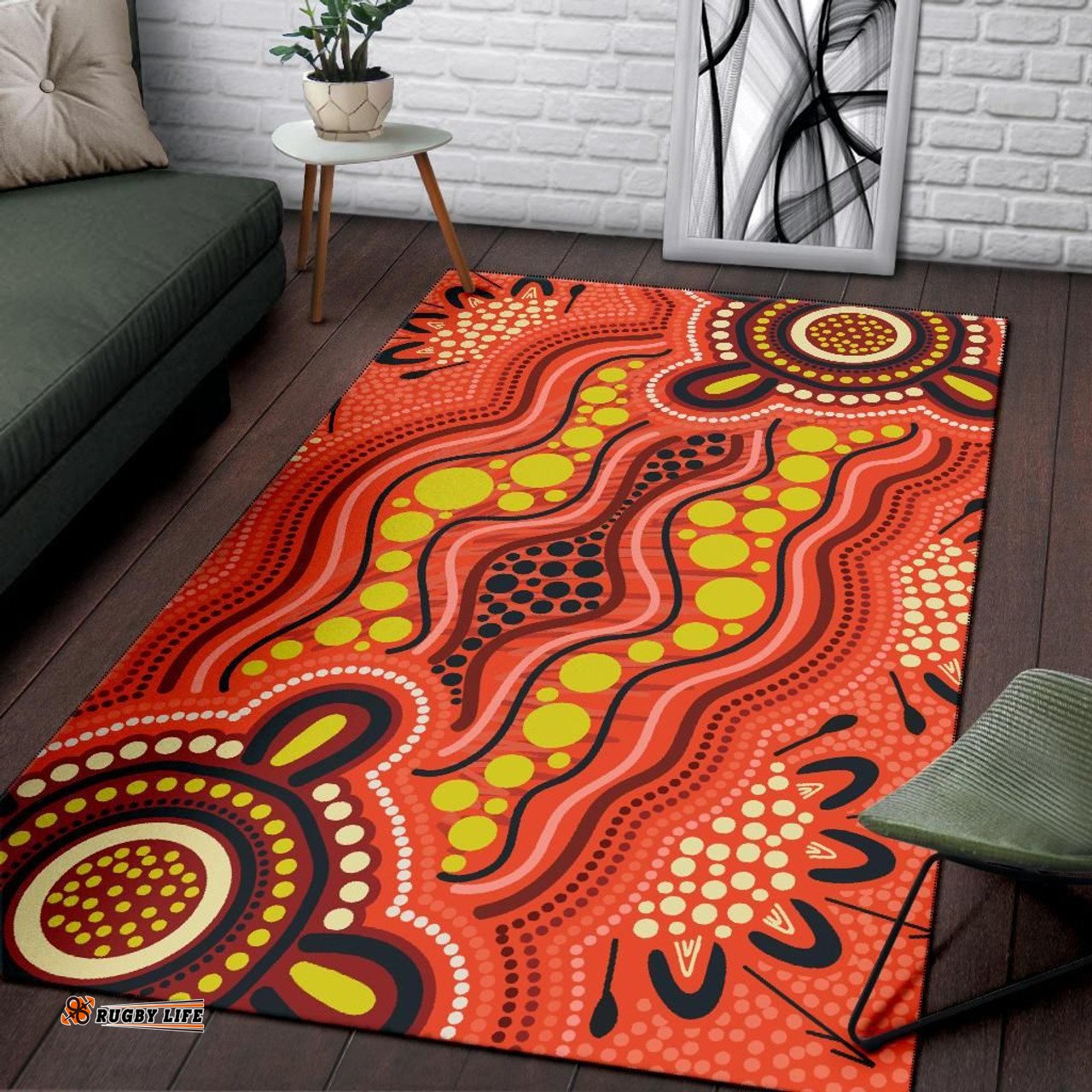 Australia Aboriginal Inspired Area Rug - Aboriginal Inspired Dot Art Painting Ver 15