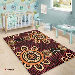 Australia Dot Painting Inspired Aboriginal Area Rug - Aboriginal Dot Pattern Painting Art Area Rug