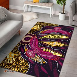 Australia Aboriginal Inspired Area Rug - Aboriginal Inspired gum leaf with indigenous Eagles painting