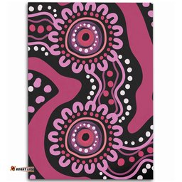 Australia Dot Painting Inspired Aboriginal Area Rug - Pink Flowers Aboriginal Dot Art Area Rug
