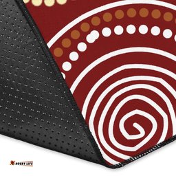 Australia Aboriginal Inspired Area Rug - Aboriginal Inspired Dot Art Painting With Red Poppy Flower