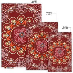 Australia Aboriginal Inspired Area Rug - Aboriginal Inspired Dot Art Painting With Red Poppy Flower