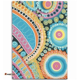Australia Aboriginal Area Rug - Australian Indigenous Aboriginal Art Vivid Pastel Colours Ver 1 Area Rug