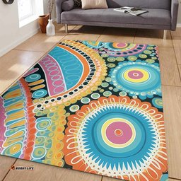 Australia Aboriginal Area Rug - Australian Indigenous Aboriginal Art Vivid Pastel Colours Ver 1 Area Rug