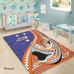 Australia  South Sea Islanders Area Rug - New Ireland Flag With Polynesian Shark Pattern Area Rug