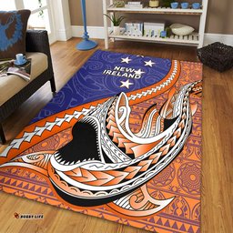 Australia  South Sea Islanders Area Rug - New Ireland Flag With Polynesian Shark Pattern Area Rug