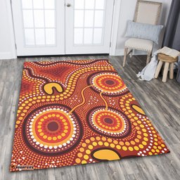 Australia Aboriginal Area Rug - Connection Concept Dot Aboriginal Colorful Painting Area Rug