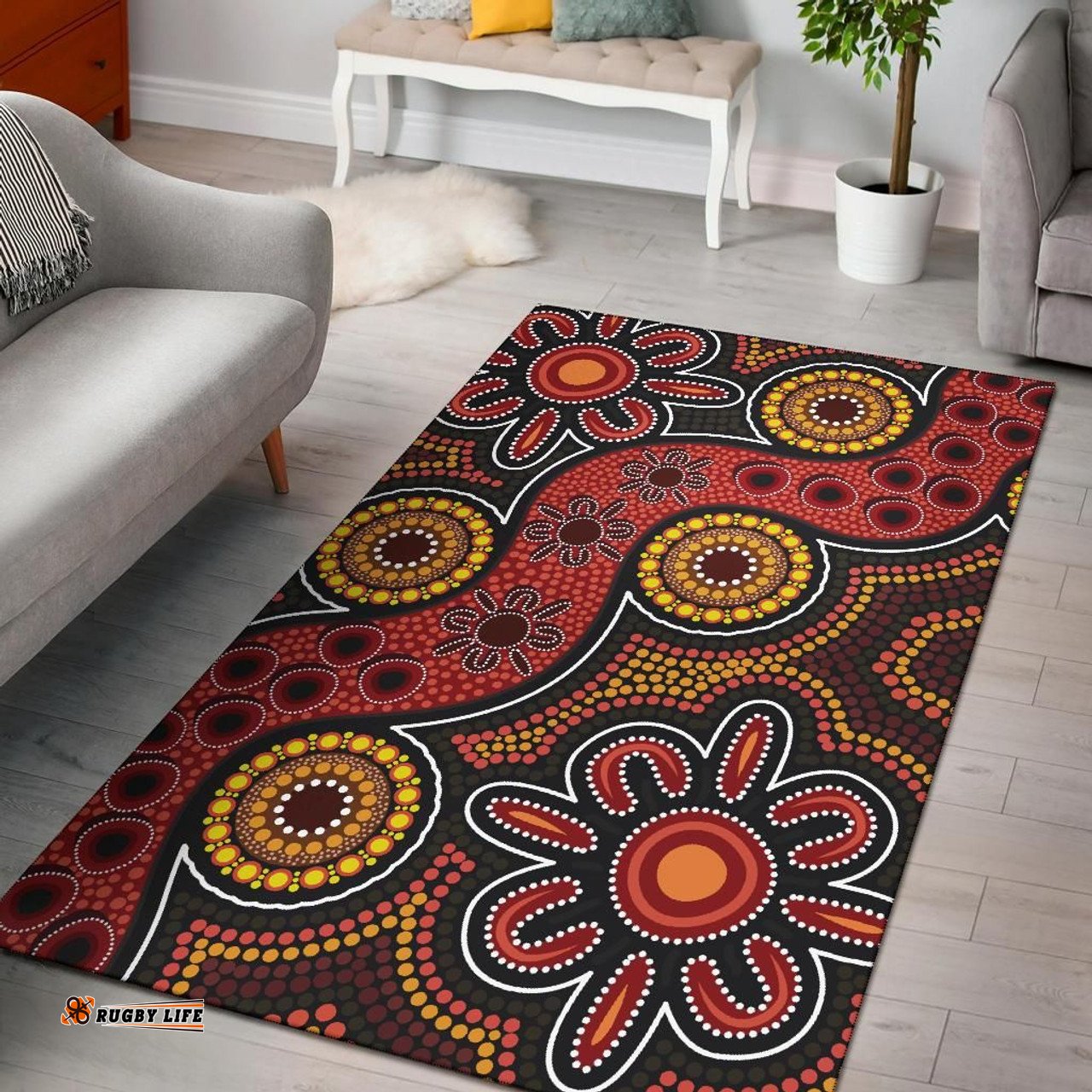 Australia Aboriginal Inspired Area Rug - Indigenous Patterns Ver11