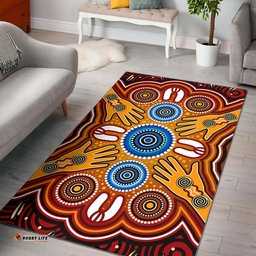 Australia Aboriginal Inspired Area Rug - Aboriginal Inspired dot art painting Meeting and unity concept
