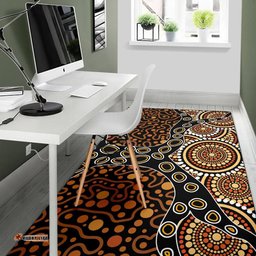 Australia Aboriginal Inspired Area Rug - Aboriginal Inspired Dot Art Painting With Tree