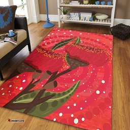 Australia Aboriginal Area Rug - Red Aboriginal Art With Eucalyptus Flowers Area Rug