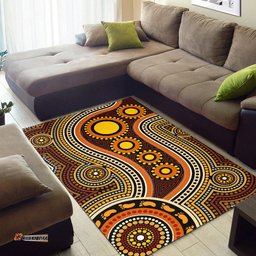 Australia Aboriginal Inspired Area Rug - Aboriginal Inspired Dot Art Connection With Footprints